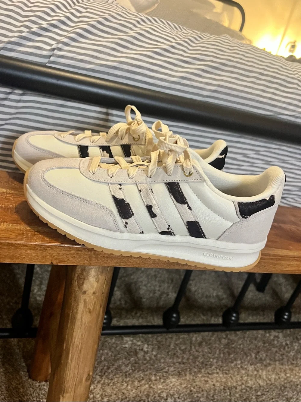adidas Women’s Sneakers in Cream with cow print